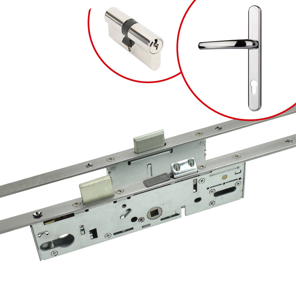 ERA 2 Deadbolt Front Door Lock Kit with Door Cylinder & SOX Stainless Steel Door Handle - Polished Chrome (35mm Backset)